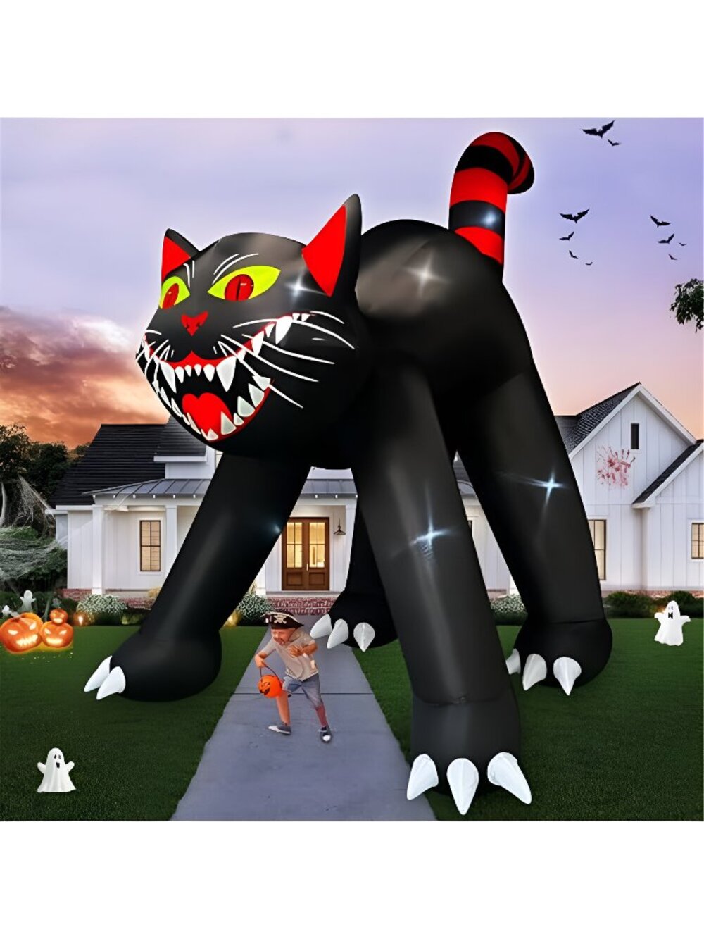 14 Ft Giant Halloween Inflatable Black Cat Outdoor Decoration